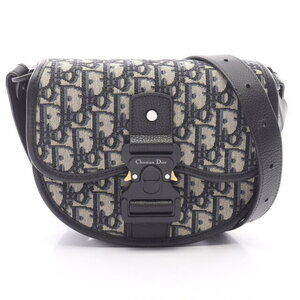 Dior GALLOP Oblique Shoulder Bag Canvas Leather Beige Black Blue
